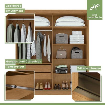 Imagem de Quarto com Guarda-roupa Casal 2 Portas 2 Gavetas, Cômoda 2 Portas 7 Gavetas e Cama Loop