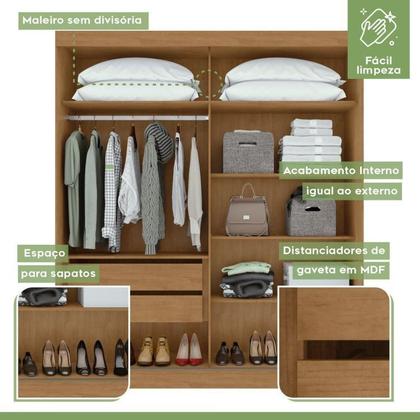 Imagem de Quarto com Guarda-roupa Casal 2 Portas 2 Gavetas, Cômoda 2 Portas 7 Gavetas e Cama Loop