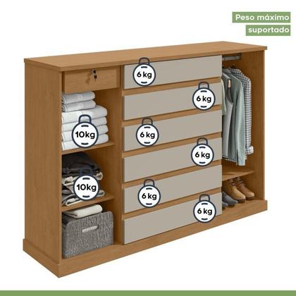 Imagem de Quarto com Guarda-roupa Casal 2 Portas 2 Gavetas, Cômoda 2 Portas 7 Gavetas e Cama Loop