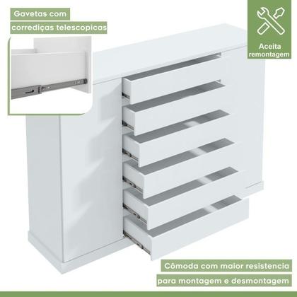 Imagem de Quarto com Guarda-roupa Casal 2 Portas 2 Gavetas, Cômoda 2 Portas 7 Gavetas e Cama Reali