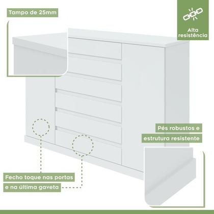 Imagem de Quarto com Guarda-roupa Casal 2 Portas 2 Gavetas, Cômoda 2 Portas 7 Gavetas e Cama Reali