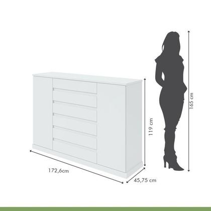 Imagem de Quarto com Guarda-roupa Casal 2 Portas 2 Gavetas, Cômoda 2 Portas 7 Gavetas e Cama Reali