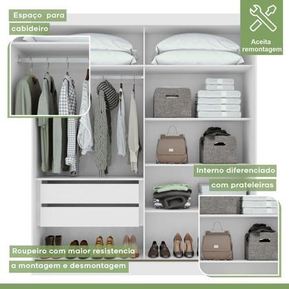 Imagem de Quarto com Guarda-roupa Casal 2 Portas 2 Gavetas, Cômoda 2 Portas 7 Gavetas e Cama Reali