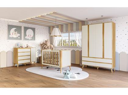 Imagem de Quarto Completo Bebe Moveis Peroba Berço 3x1 Theo MDF