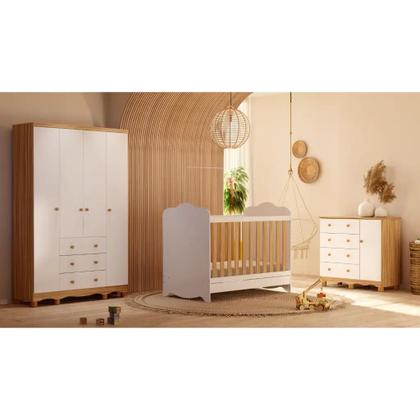 Imagem de Quarto Completo Bebe Moveis Peroba Dorabelly Clara Jr MDF 4