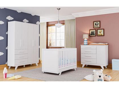 Imagem de Quarto Completo Bebe Moveis Peroba Retro 04 portas MDF LS