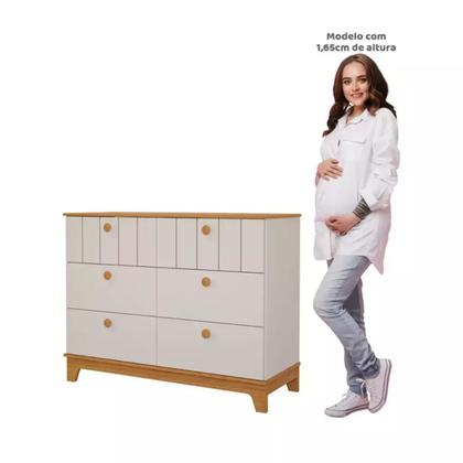 Imagem de Quarto Completo Bebe Permobili Biscoito Retro MDF - - Branco Acetinado Nature