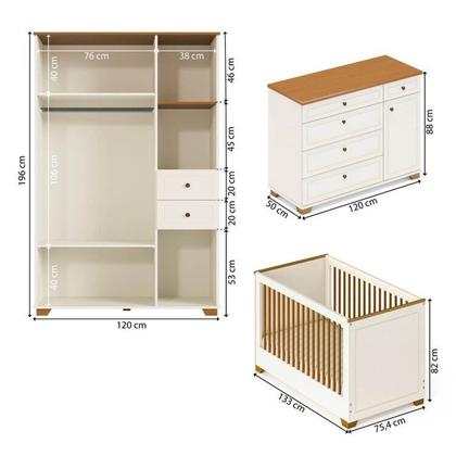 Imagem de Quarto Completo Berço Evolutivo Cômoda e Guarda Roupa Ananda Casatema Madeiraoriginals