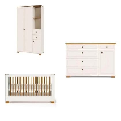 Imagem de Quarto Completo Berço Evolutivo Cômoda e Guarda Roupa Ananda Casatema Madeiraoriginals