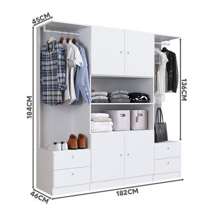 Quarto Completo Cama Queen Guarda Roupa E 2 Mesas De Cabeceira