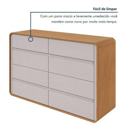 Imagem de Quarto Completo Cama Solteiro com Cômoda 8 Gavetas e Mesa de Cabeceira