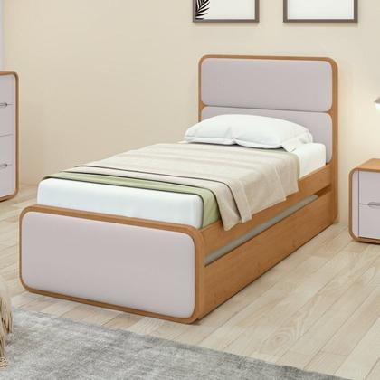 Imagem de Quarto Completo Cama Solteiro com Cômoda 8 Gavetas e Mesa de Cabeceira