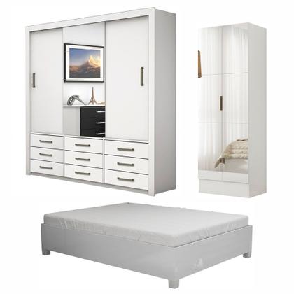 Imagem de Quarto Completo Casal Anjos Plus Sapateira 2 Portas Premium e Cama Carioca Móveis