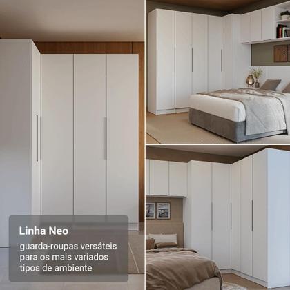 Imagem de Quarto Completo Casal De Canto 610 Cm Com Mesa De Cabeceira Branco Neo Madesa