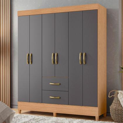 Imagem de Quarto Completo Casal Guarda Roupa 6 Portas e Cômoda Mobi