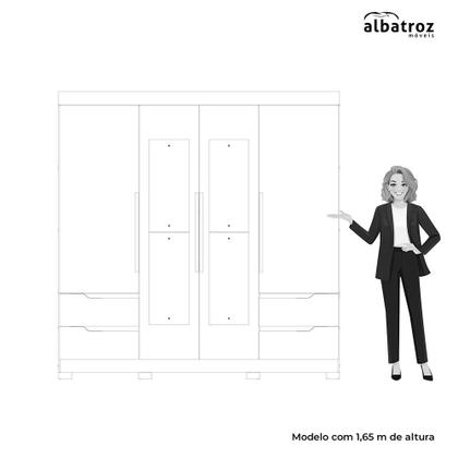 Imagem de Quarto Completo Casal Guarda Roupa Com Espelho Vivacce e Cômoda Sole