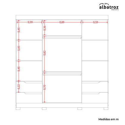 Imagem de Quarto Completo Casal Guarda Roupa Com Espelho Vivacce e Cômoda Sole