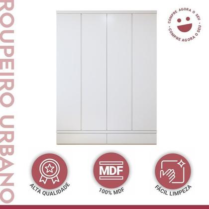 Imagem de Quarto Completo com Cama Solteiro 90cm Turca e Guarda-roupa 4 Portas 5 Gavetas Urbano
