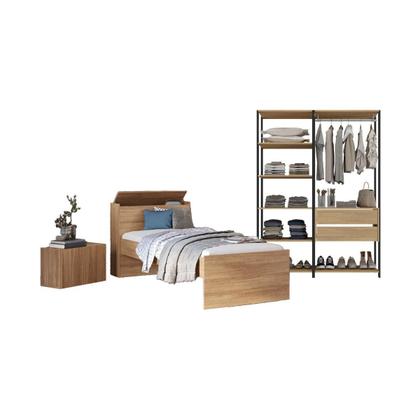 Imagem de Quarto Completo com Cama Solteiro para Colchão 188x78cm com Baú Embutido Multimóveis MP4342