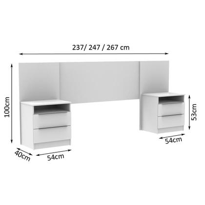 Imagem de Quarto Completo com Guarda Roupa Luke e Cabeceira com 2 Mesas Laterais Madesa - Branco