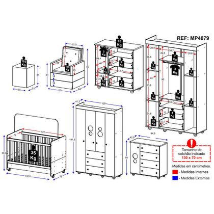 Imagem de Quarto Completo com Poltrona de Amamentação e Puff Pimpolho Multimóveis MP4079
