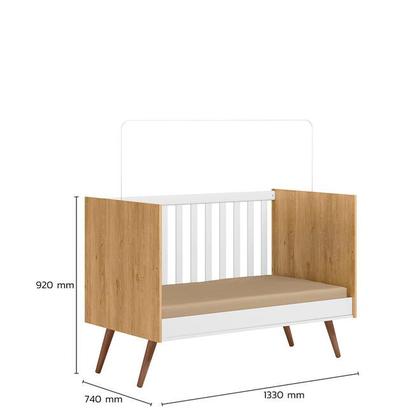 Imagem de Quarto Completo De Bebê 4 Peças Berço Colchão Armário E Cômoda Retrô Branco Freijó