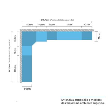 Imagem de Quarto Completo de Canto Casal com 8 Módulos Espelho e Vidro Reflecta Prime Plus Luciane Móveis