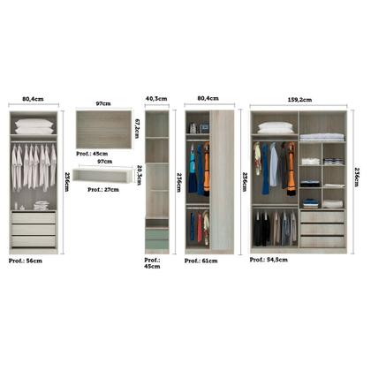 Imagem de Quarto Completo de Canto Solteiro com 6 Módulos e Espelho Prime Plus Luciane Móveis