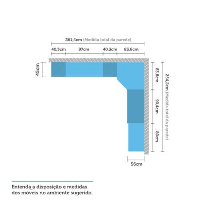 Imagem de Quarto Completo de Canto Solteiro com 8 Módulos e Vidro Reflecta Prime Plus Luciane Móveis