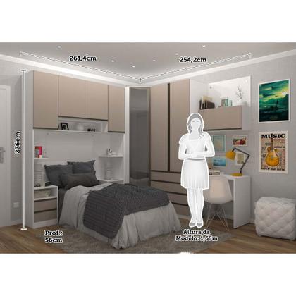 Imagem de Quarto Completo de Canto Solteiro com 8 Módulos e Vidro Reflecta Prime Plus Luciane Móveis