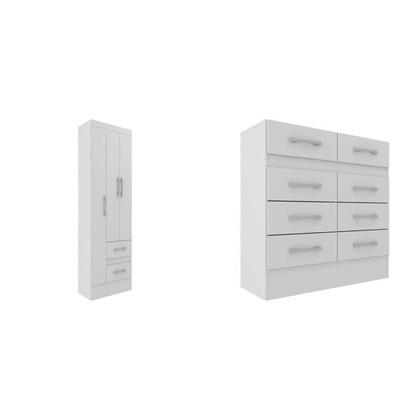 Imagem de Quarto Completo Guarda-roupa 3 Portas 2 Gavetas e Cômoda 8 Gavetas