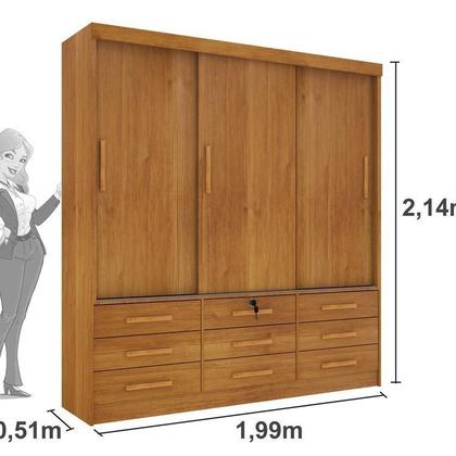 Imagem de Quarto Completo Guarda Roupa 3 Portas Cama Casal e Mesa de Cabeceira Chicago