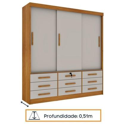 Imagem de Quarto Completo Guarda Roupa 3 Portas Cama Casal e Mesa de Cabeceira Chicago