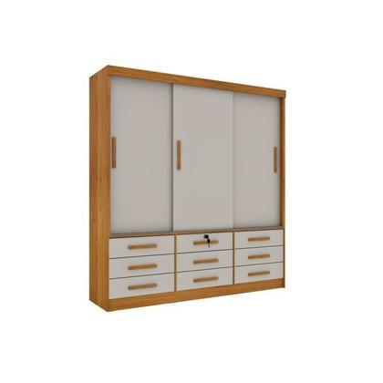 Imagem de Quarto Completo Guarda Roupa 3 Portas Cama Casal e Mesa de Cabeceira Chicago