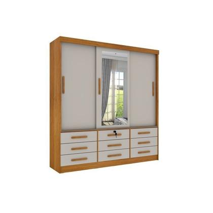 Imagem de Quarto Completo Guarda Roupa 3 Portas Cama Casal e Mesa de Cabeceira Chicago