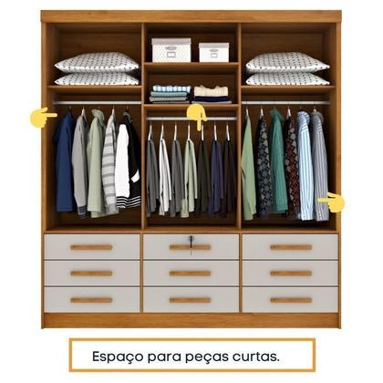 Imagem de Quarto Completo Guarda Roupa 3 Portas Cama Casal e Mesa de Cabeceira Chicago