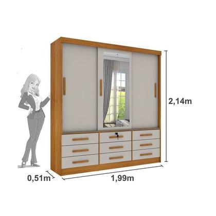 Imagem de Quarto Completo Guarda Roupa 3 Portas Cama Casal e Mesa de Cabeceira Chicago