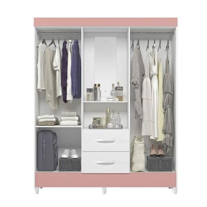 Imagem de Quarto Completo Guarda Roupa 4 Portas Capela Com Espelho e Cômoda Mobi