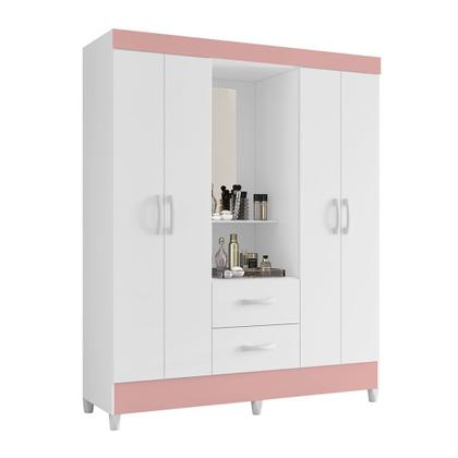 Imagem de Quarto Completo Guarda Roupa 4 Portas Capela Com Espelho e Cômoda Mobi