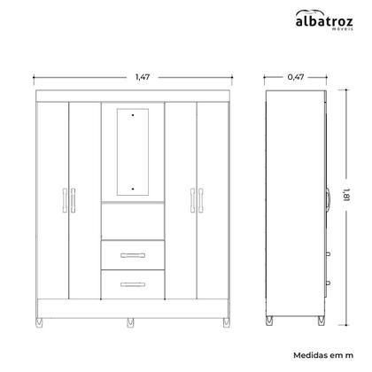 Imagem de Quarto Completo Guarda Roupa 4 Portas Capela Com Espelho e Cômoda Mobi