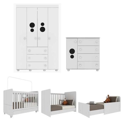 Imagem de Quarto Completo Infantil com Colchão Incluso Multimóveis Pimpolho FG3571 Branco