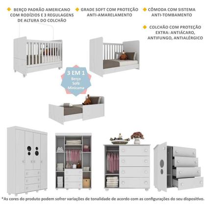Imagem de Quarto Completo Infantil com Colchão Incluso Pimpolho Multimóveis Branco