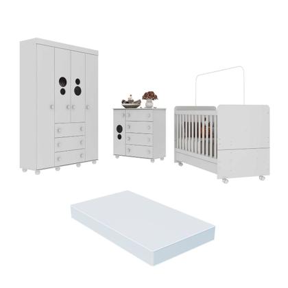 Imagem de Quarto Completo Infantil com Colchão Incluso Pimpolho Multimóveis Branco