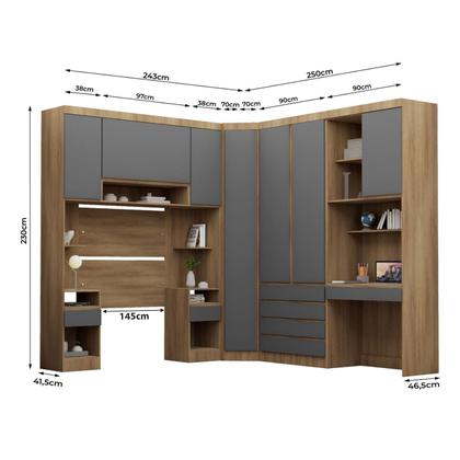Imagem de Quarto Completo Modulado Solteiro 493cm com Escrivaninha