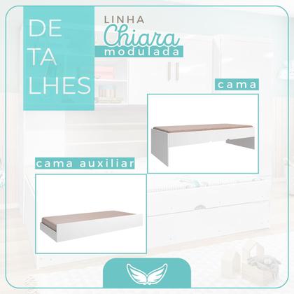 Imagem de Quarto Completo Modulado Solteiro Juvenil 4 peças - 1 Guarda-Roupa , 1 Módulo Aéreo, 1 Cama Solteiro com 1 Auxiliar Chiara