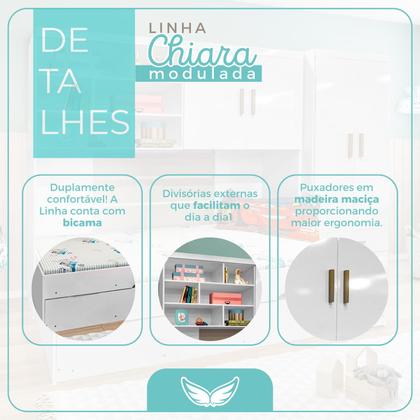 Imagem de Quarto Completo Modulado Solteiro Juvenil 4 peças - 1 Guarda-Roupa , 1 Módulo Aéreo, 1 Cama Solteiro com 1 Auxiliar Chiara