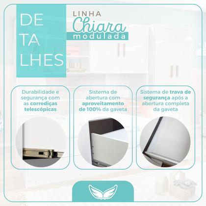 Imagem de Quarto Completo Modulado Solteiro Juvenil 4 peças - 1 Guarda-Roupa , 1 Módulo Aéreo, 1 Cama Solteiro com 1 Auxiliar Chiara