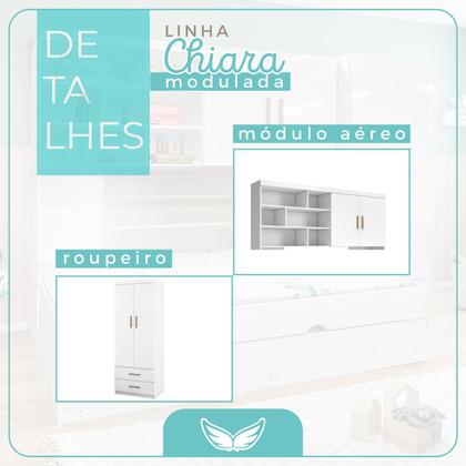 Imagem de Quarto Completo Modulado Solteiro Juvenil 4 peças - 1 Guarda-Roupa , 1 Módulo Aéreo, 1 Cama Solteiro com 1 Auxiliar Chiara