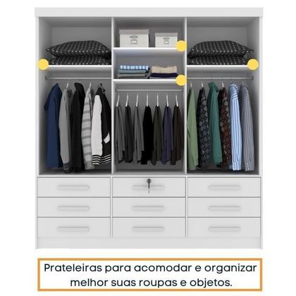 Imagem de Quarto Completo Roupeiro 3 Portas, Cama Casal e Mesa de Cabeceira 3 Gavetas Chicago Tcil Móveis