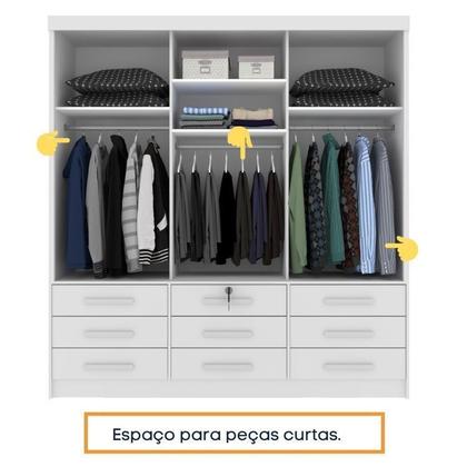 Imagem de Quarto Completo Roupeiro 3 Portas, Cama Casal e Mesa de Cabeceira 3 Gavetas Chicago Tcil Móveis